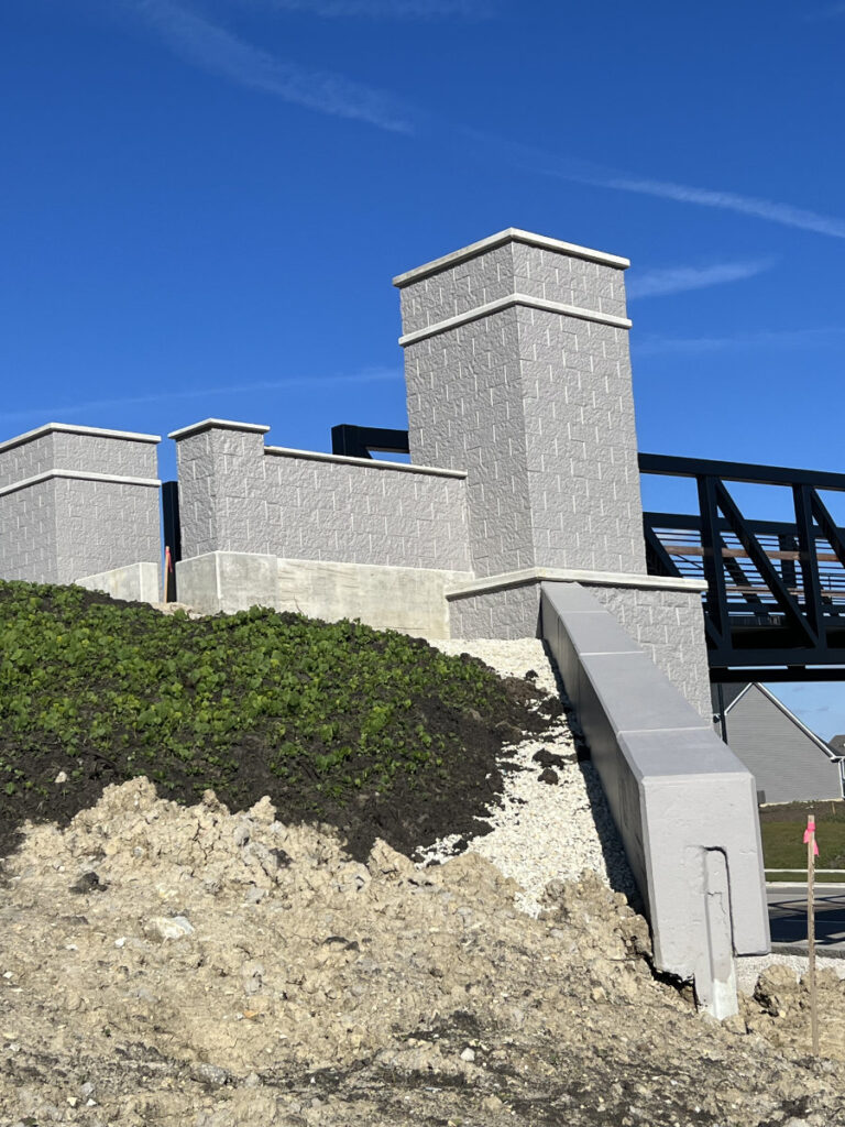 painted steel and concrete walking overpass 03