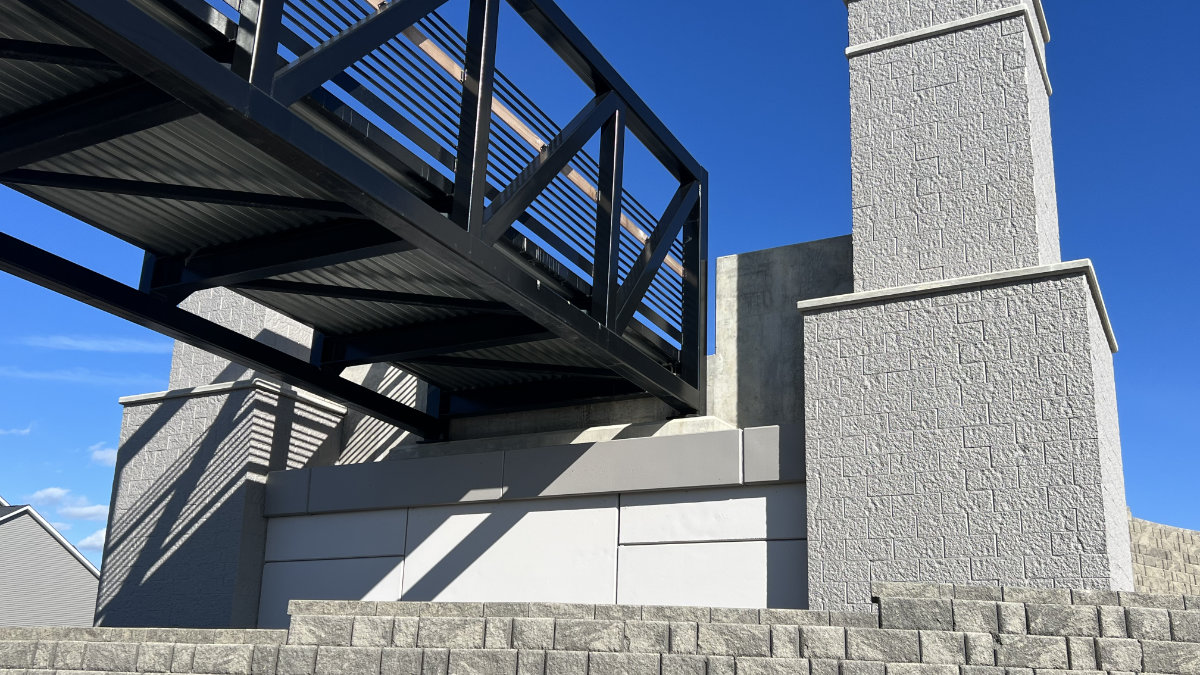 painted steel and concrete walking overpass 2